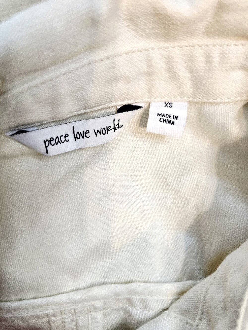 Peace Love World White Studded Star Utility Jacket Shacket Cotton Oversized Y2K - Picture 14 of 15